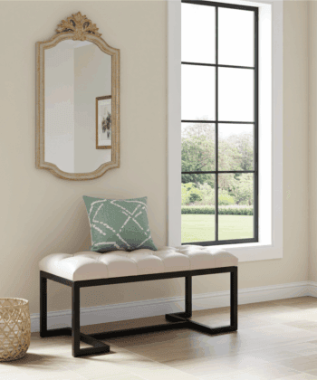 Zoe Metal-Framed Bench 100x40cm – Pink Velvet & Black Frame