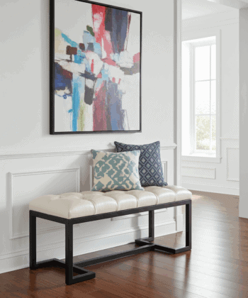 Zoe Metal-Framed Bench 100x40cm – Pink Velvet & Black Frame