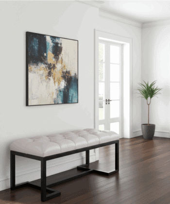 Zoe Metal-Framed Bench 100x40cm – Pink Velvet & Black Frame