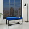Zoe Metal-Framed Bench Royal Blue Velvet & Black Frame
