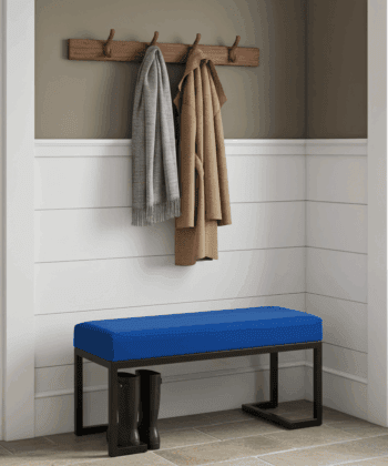 Zoe Metal-Framed Bench Royal Blue Velvet & Black Frame