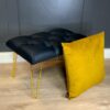 Black Eco-Leather Footstool 60x40cm - Golden Hairpin Legs