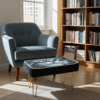 Footstool Blue Eyed Cat Face Velvet with Golden Hairpin Legs