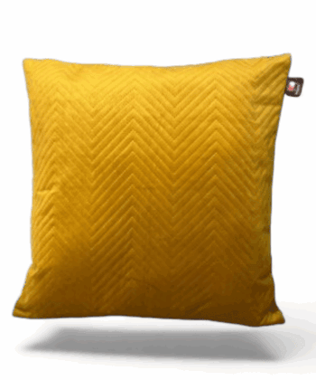 Mustard Yellow Quilted Velvet Cushion  Handcrafted Modern Luxury