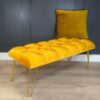 Mustard Yellow Velvet Bench 100x40cm Golden Hairpin Legs