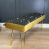 Mustard Velvet Bench Polka Dots 100x30cm Golden Metal Legs