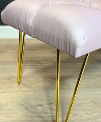 Pink Velvet Bench 100x40cm - Golden Hairpin Legs
