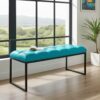 Turquoise Upholstered Bench – Stylish, Compact Seating