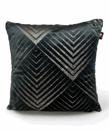 Luxury Geometric Velvet Cushion Black & Silver