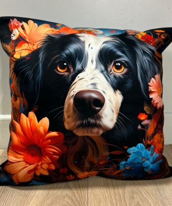 Handcrafted Chihuahua Cushion – Artistic Floral Pet Lover's Pillow