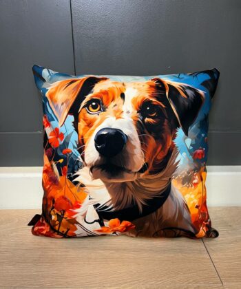 Handcrafted Chihuahua Cushion – Artistic Floral Pet Lover's Pillow