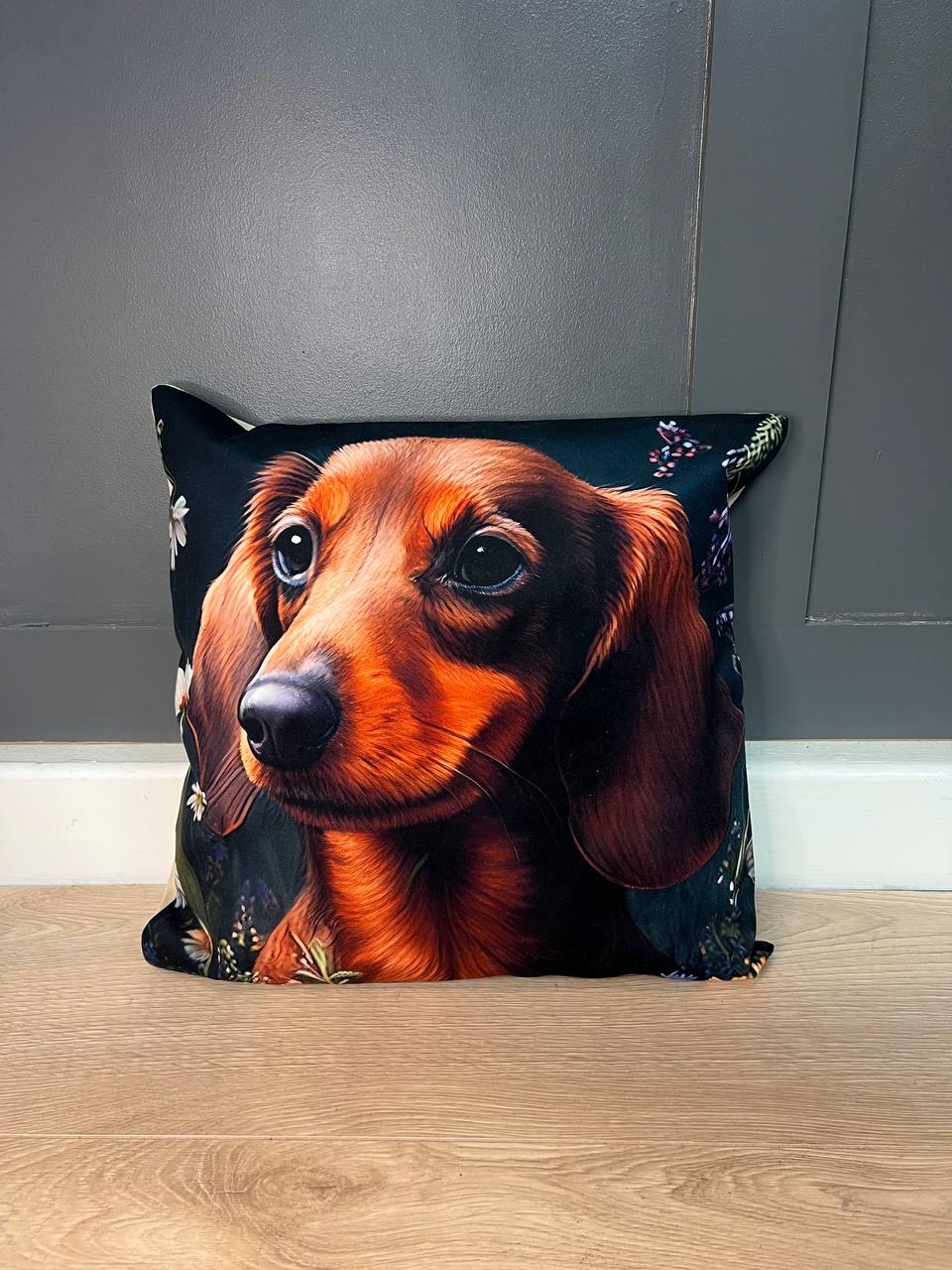 Handcrafted Chihuahua Cushion – Artistic Floral Pet Lover's Pillow
