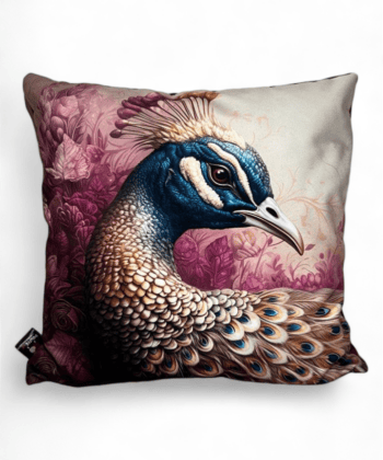 Handcrafted Decorative Cushion – Elegant Peacock Portrait Design