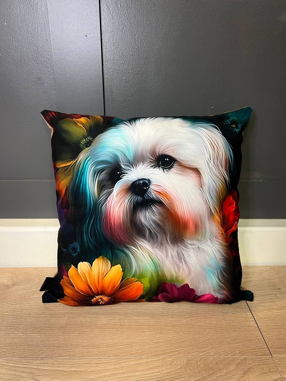 Handcrafted Maltese Dog Cushion 45x45 cm