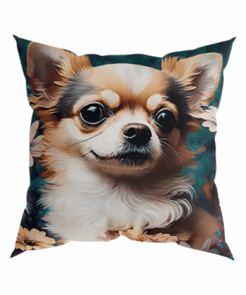 Handcrafted Chihuahua Cushion – Artistic Floral Pet Lover's Pillow