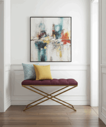 Metal-Framed Bench 100x40cm Single X  – Burgundy Eco Leather