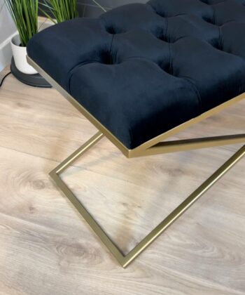 Metal-Framed Bench 100x40cm Single X – Burgundy Eco Leather