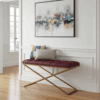 Metal-Framed Bench 100x40cm Single X – Burgundy Eco Leather