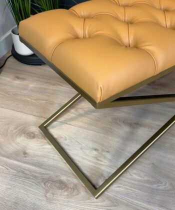 Metal-Framed Velvet Bench 100x40cm – Modern X-Frame Accent
