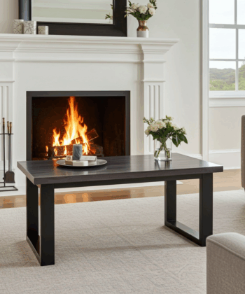 Coffee table with a solid Beech or Ash wood top 110x60 gray