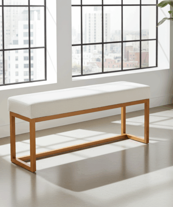 UrbanChic Swirl Velvet Bench – Copper Frame Statement Seating