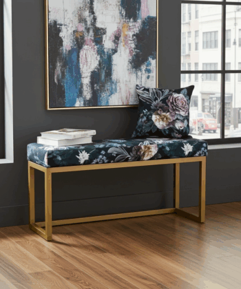 Midnight Garden Metal Bench 100x30cm – Gold Frame