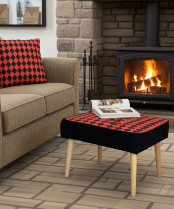 Velvet Diamond Pattern Footstool