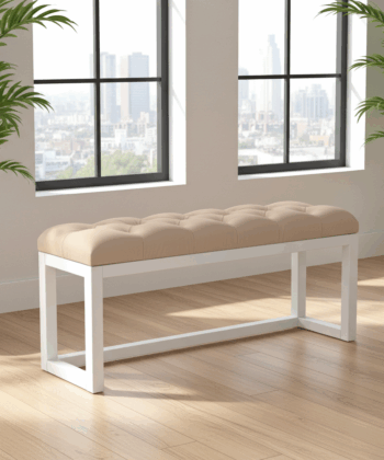 Velvet Visible Bench with Custom Alder Wood Frame