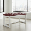 Red Eco-Leather Tufted Wooden Bench 100x40cm
