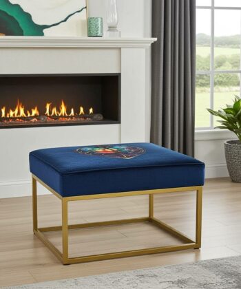 Artisan Square Bench 60x60cm – Velvet Top, Gold Metal Frame