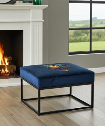 Artistic Navy Velvet Bench – Handcrafted Modern Statement Piece