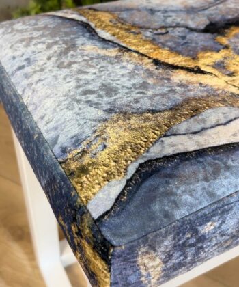 Blue Paisley Wooden Bench 100x30cm White Alder Frame