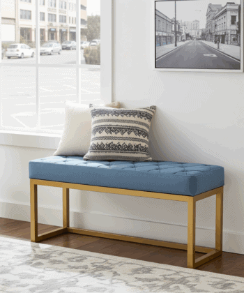 Blue Velvet UrbanChic Bench – Handmade Modern Accent