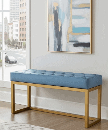 Blue Velvet UrbanChic Bench – Handmade Modern Accent