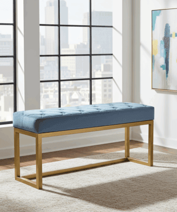 Blue Velvet UrbanChic Bench – Handmade Modern Accent