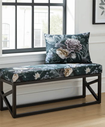 Botanical EleganceEase Metal Bench 100x30cm – Black Frame