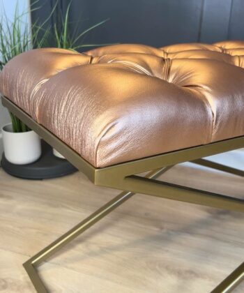 Bronze Luxe X-Frame Bench: Glamorous Accent for Modern