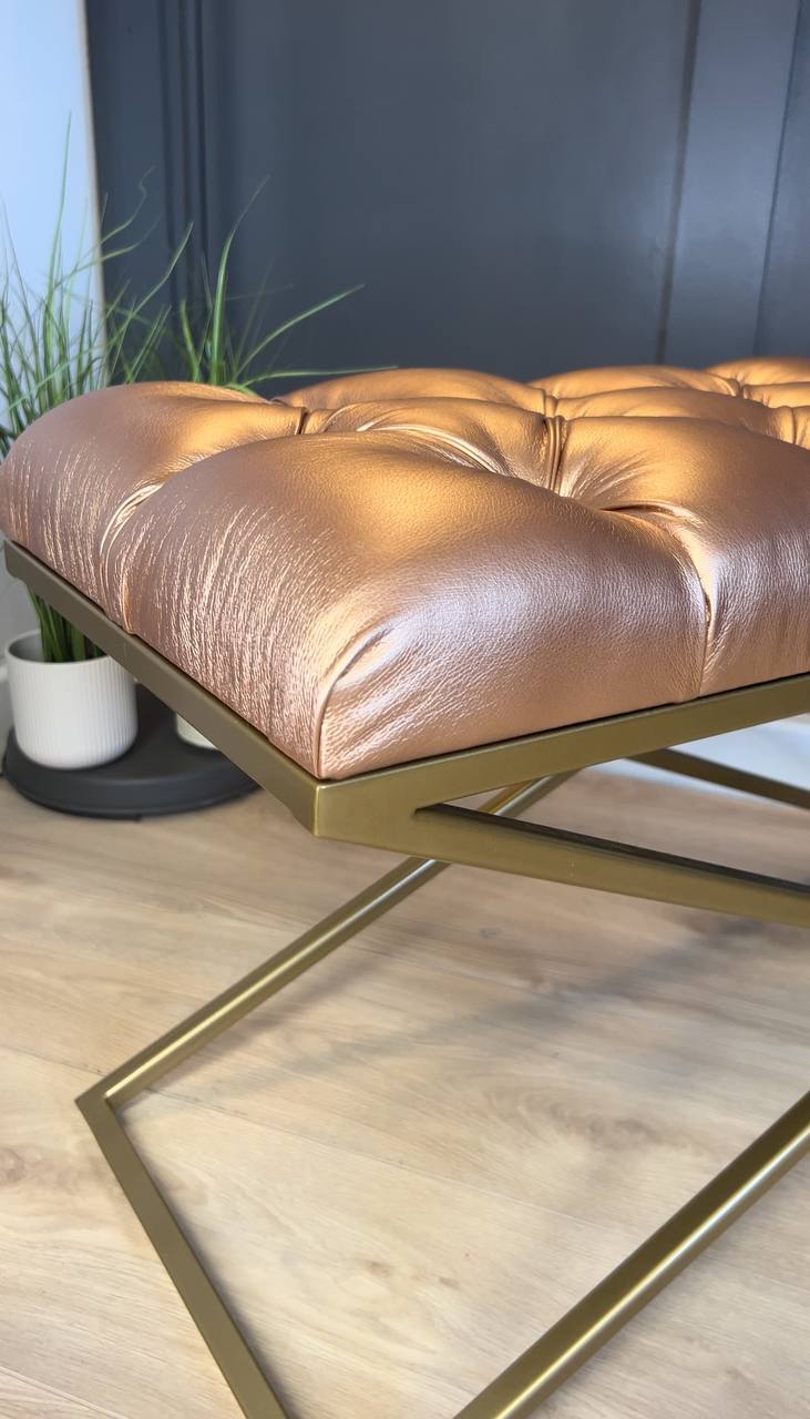 Bronze Luxe X-Frame Bench: Glamorous Accent for Modern