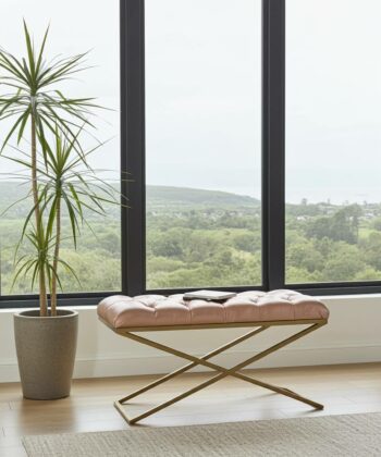 Bronze Luxe X-Frame Bench: Glamorous Accent for Modern