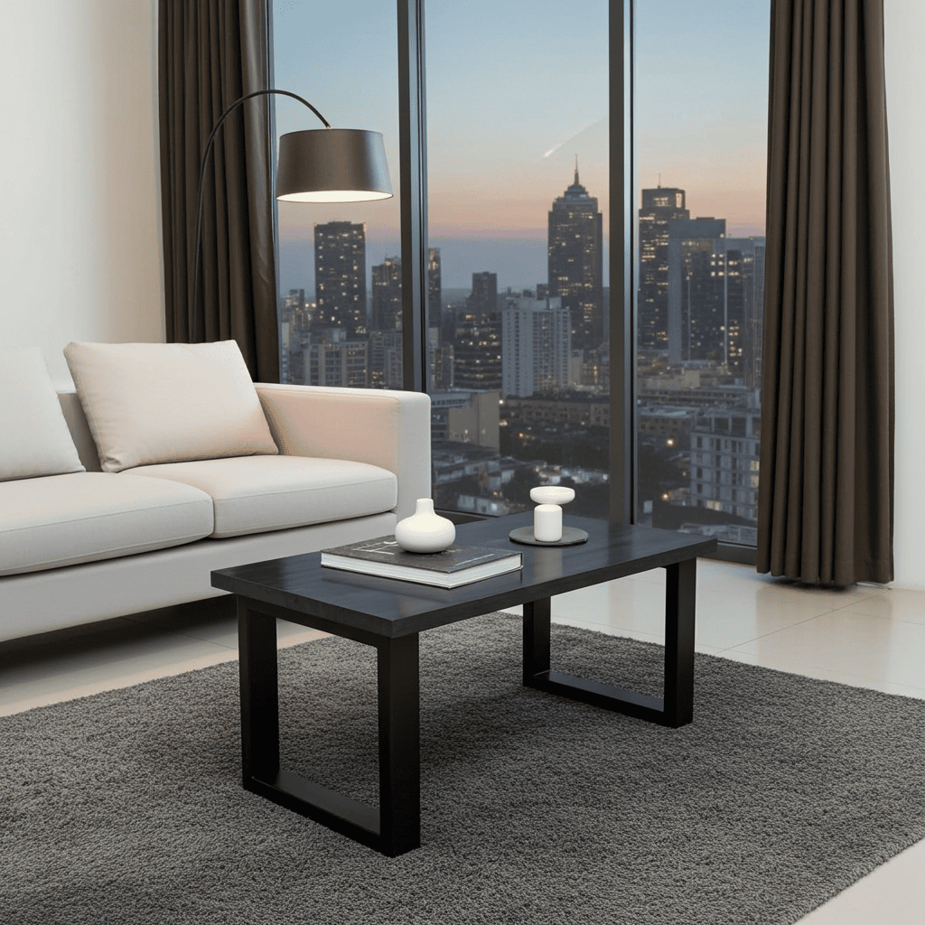 Coffee table with a solid Beech or Ash wood top 110x60 gray