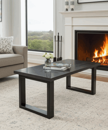 Coffee table with a solid Beech or Ash wood top 110x60 gray