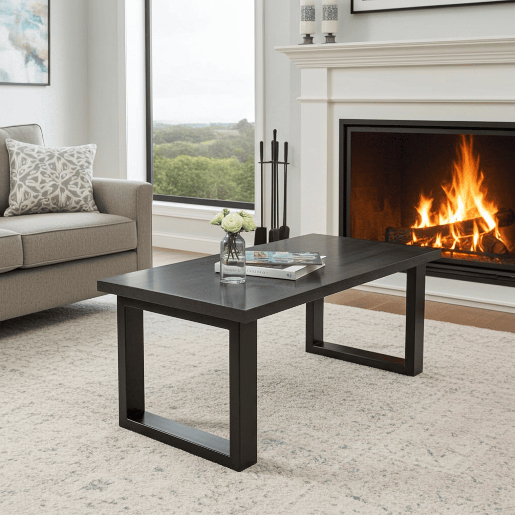Coffee table with a solid Beech or Ash wood top 110x60 gray
