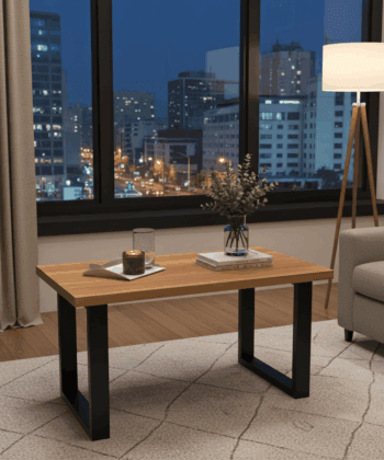 Coffee table with a solid Beech or Ash wood top 110x60 natural