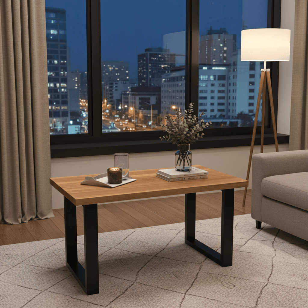 Coffee table with a solid Beech or Ash wood top 110x60 natural