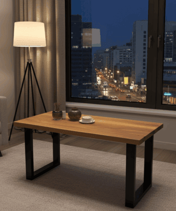 Coffee table with a solid Beech or Ash wood top 110x60 natural