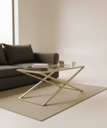 Coffee Table with Gold Frame and Tempered Glass 100x40cm