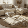 Coffee Table with Gold Frame and Tempered Glass 100x40cm