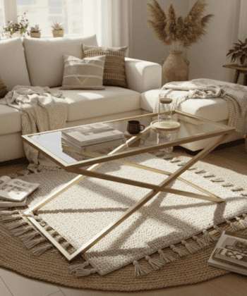 Coffee Table with Gold Frame and Tempered Glass 100x40cm