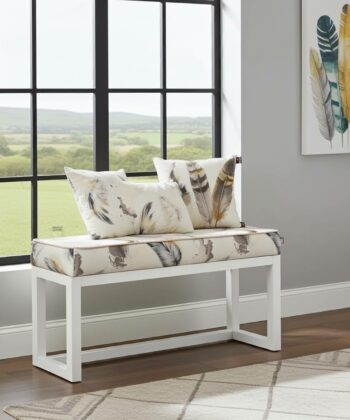 Cream Deer Wooden Bench 100x30cm White Alder Frame