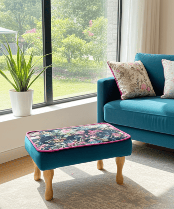 Handcrafted Velvet Footstool